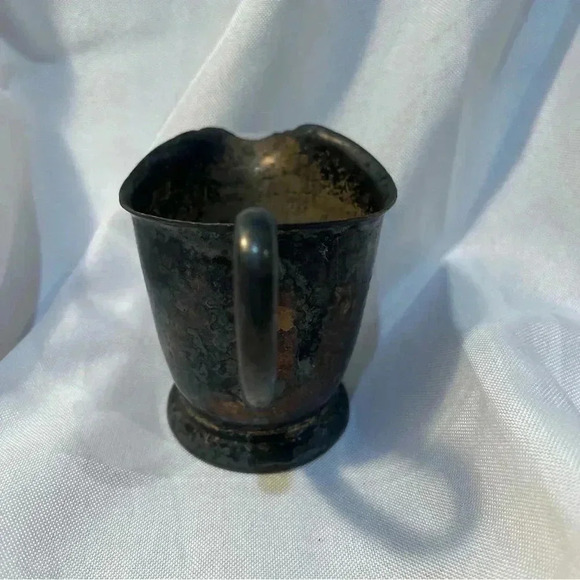 Vintage Victor S. Co. 6oz Smoldered Distressed Silver Creamer Pitcher - Picture 2 of 5